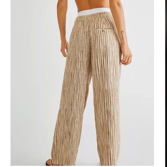 Free People Marta Yarn Stripe Dyed Trouser Pants-Brown/Ivory-8-Boho/Fringe Hem - Picture 2 of 7